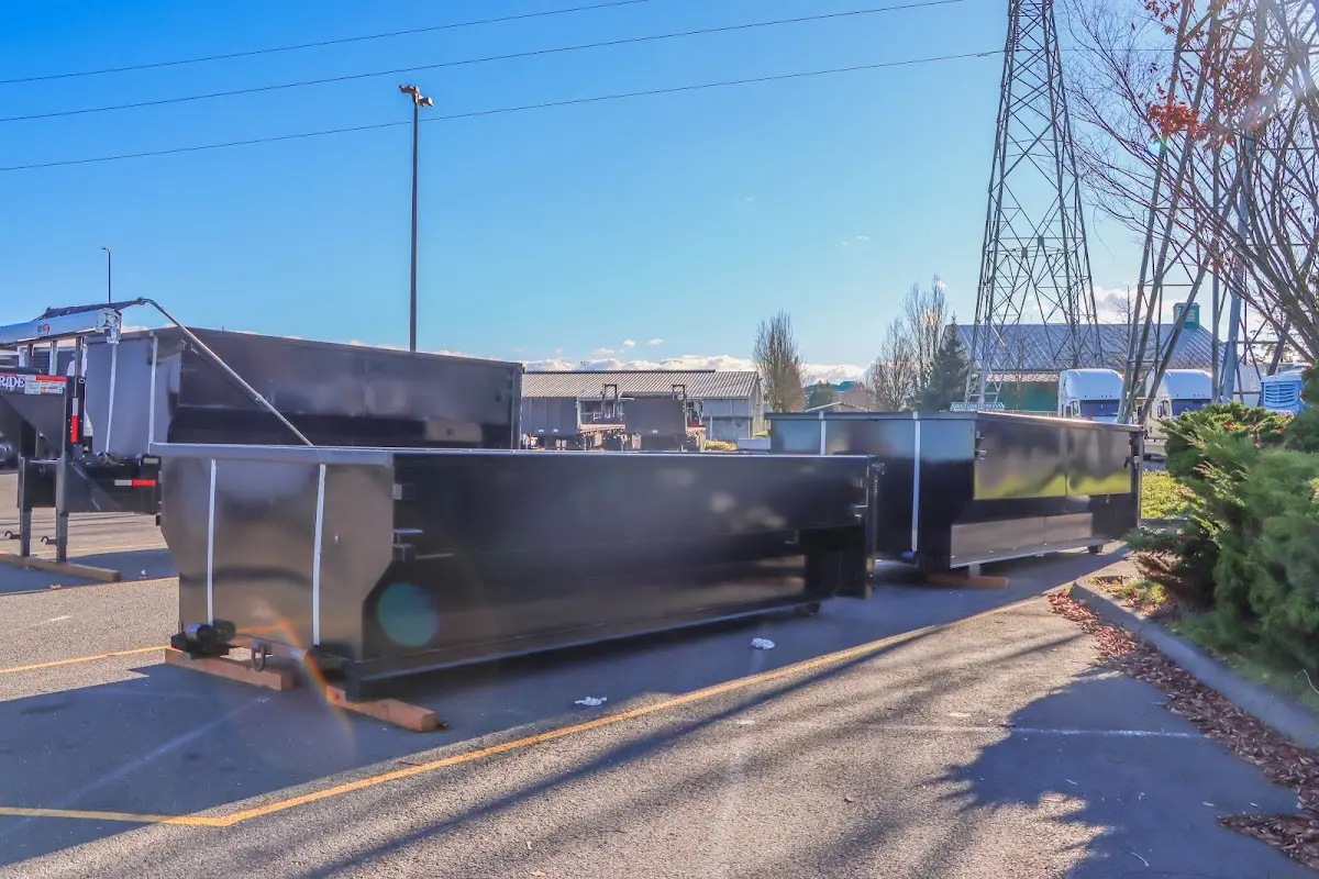 Roll-off dumpster ready for waste disposal at job site for Construction Dumpster Rental in North Huntingdon